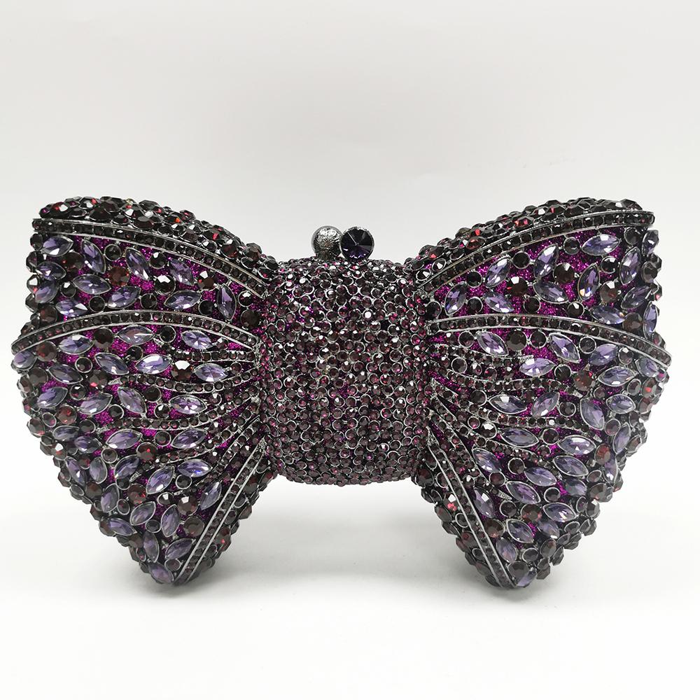 Green Bow Rhinestone Evening Bag Gold Hard Metal Crystal Wedding Handbags Bridal Party Cluches Diamond Women Cocktail Purses
