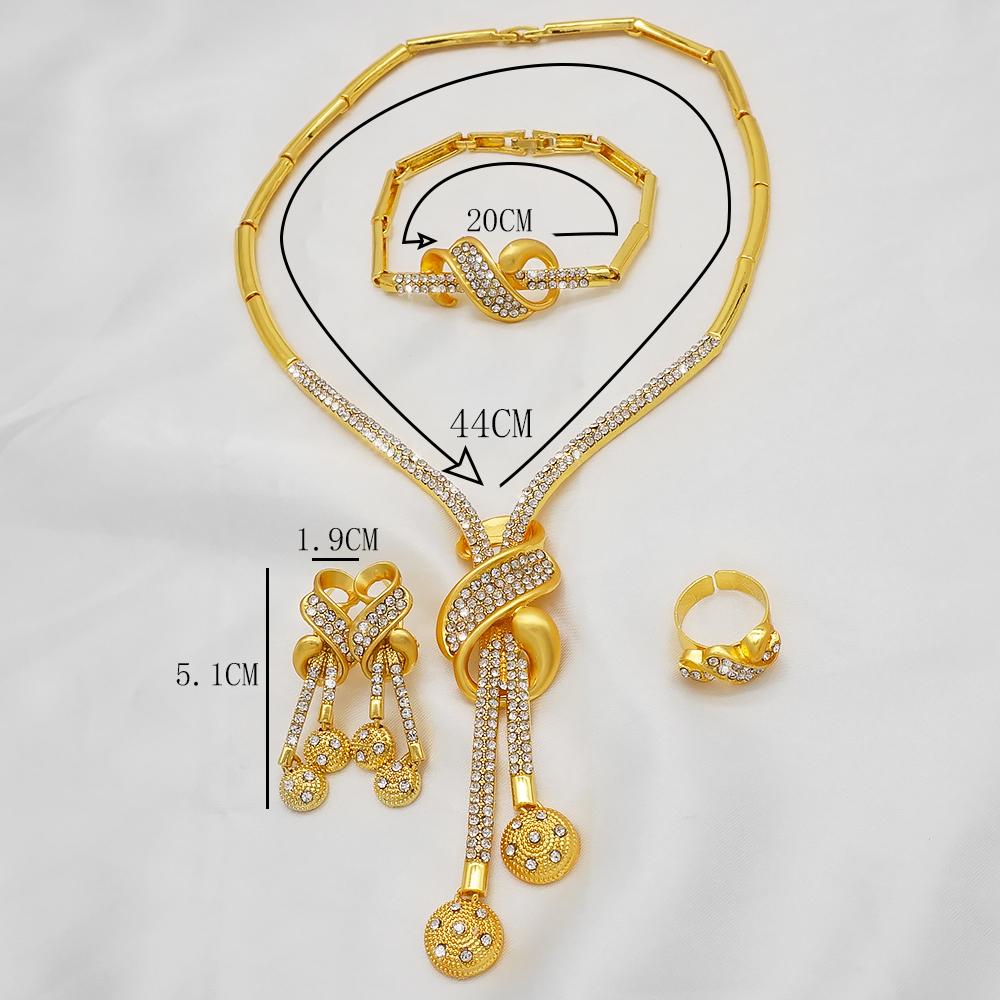 Dubai Gold Color Jewelry Sets African Indian Wedding Bridal Wife Gifts Necklace Bracelet Earrings Ring Jewelery For Women