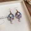 Exquisite Vintage Earrings Flower Chinese Style Earrings Retro Cloisonne Drop Earrings  Hanfu