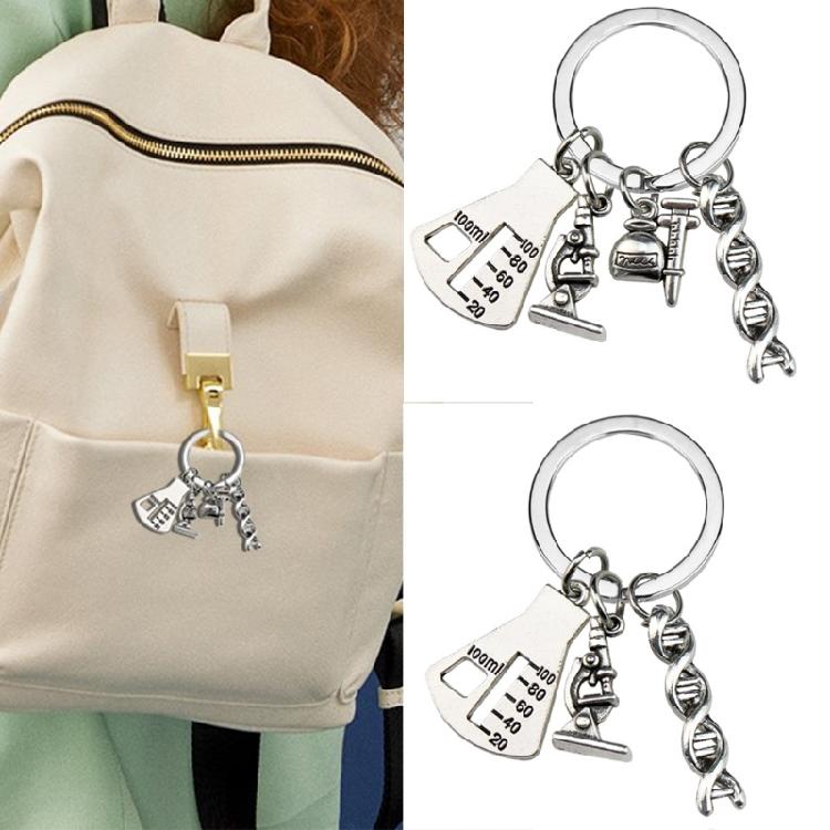 Elegant Key Rings Unique Science Bag Accessory Stylish Microscope Key Holder for Jewelry and Everyday Key Organization