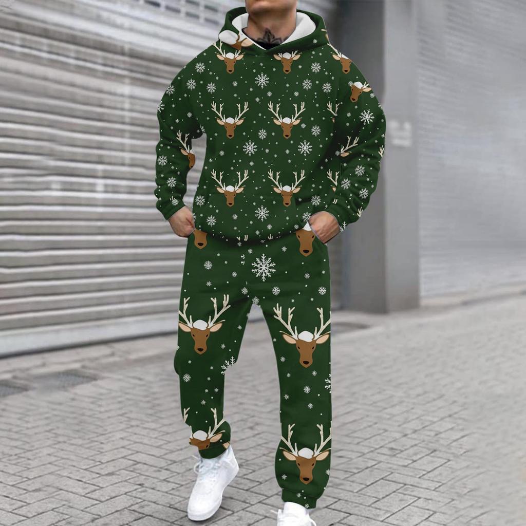 Herren Casual und personalisiert bedrucktes Langarm-Kapuzensweatshirt, Herren Sport-Sweatshirt und Sweatpants zweiteiliges Set