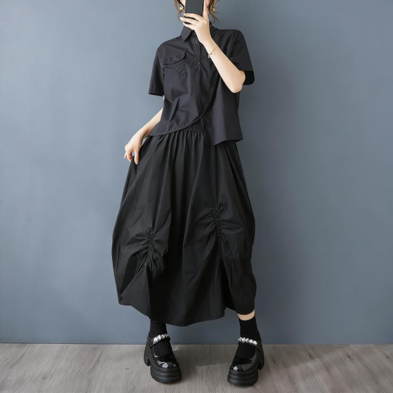 Plus Size High Waist Black Vintage Summer Casual Loose Long for Woman Skirts Womens Skirt