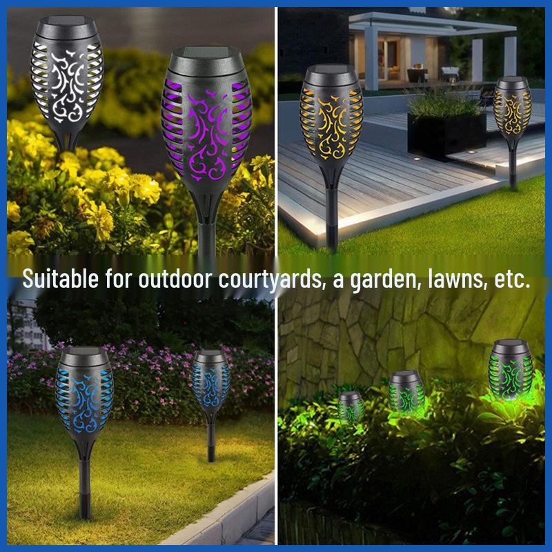Cross-Border Solar Torch: 12 LED Flame Light, Outdoor Waterproof Decorative Ground Stake Light