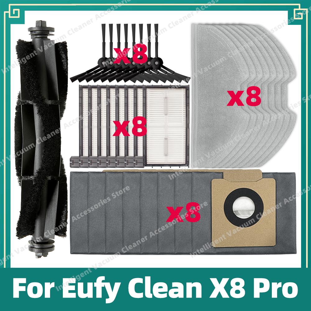 Compatible For Eufy Clean X8 Pro SES Vacuum Cleaner Main Side Brush HEPA Filter Dust Bag Mop Cloth Accessories Parts Kits