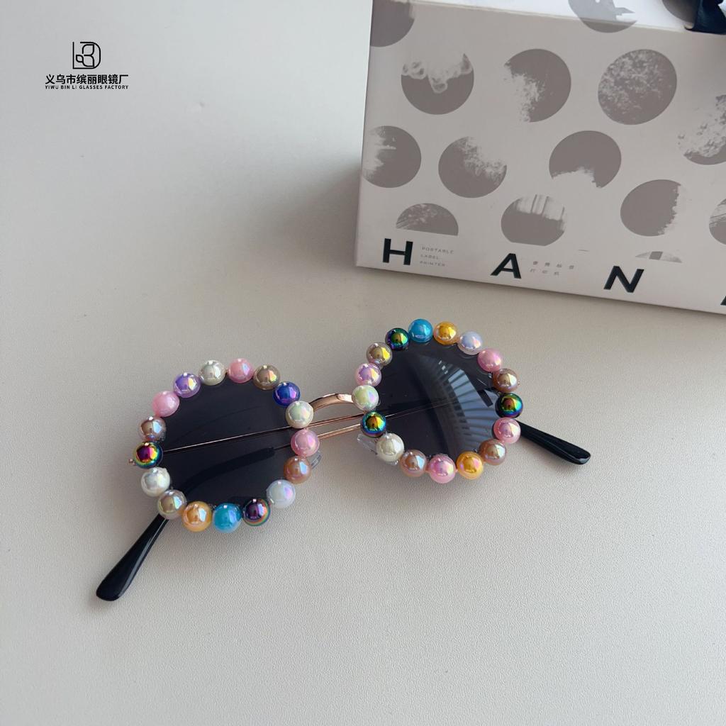 Fashion Diy Metal Round Frame Children'S Sunglasses Travel Sunscreen Uv Protection Concave Shape Baby Sunglasses Glasses