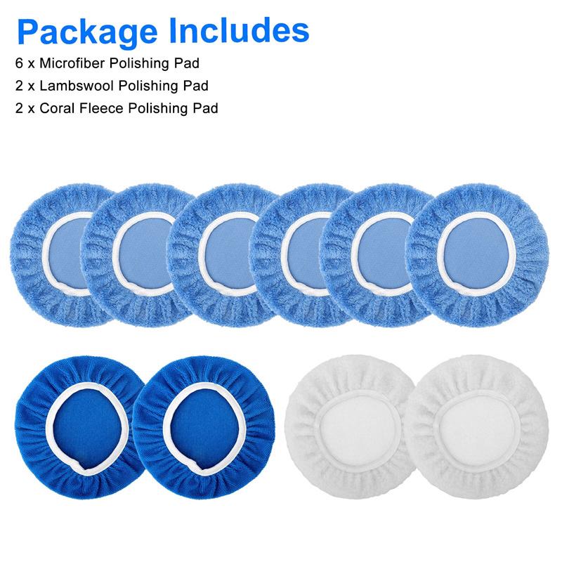 10Pcs 10Inch Car Polishing Pad Auto Soft Microfiber Bonnet Polisher Soft Wool Wax Wash Buffer Cover Cleaning Tools Accessories