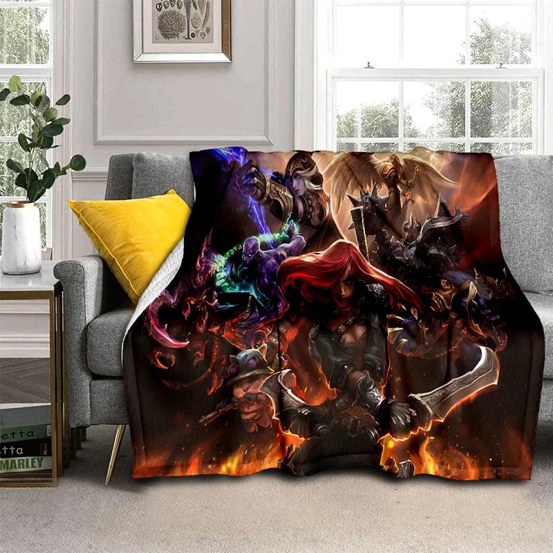 LOL 29 Styl Jinx League of Legends Kreslená flanelová deka, Měkká přehozová deka pro domácnost Ložnici Postel Pohovku Cestovní potah Dětský dárek