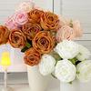 Artificial Rose Flower for Flower Arrangement 7 Heads Full Blooms Faux Silk Rose Bouquet with Stem for Home Office Party Wedding Decoration