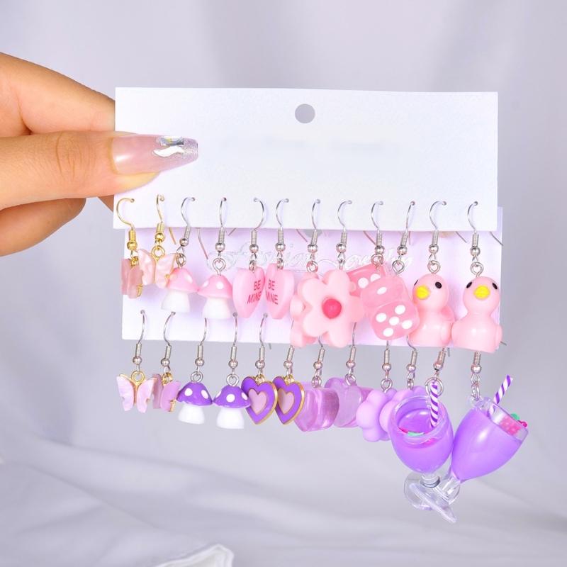 Pendant Earrings Unique Drop Earrings Set Fashion Ear Jewelry Set Zinc Alloy Texture Suitable for Ladies and Teen Girls