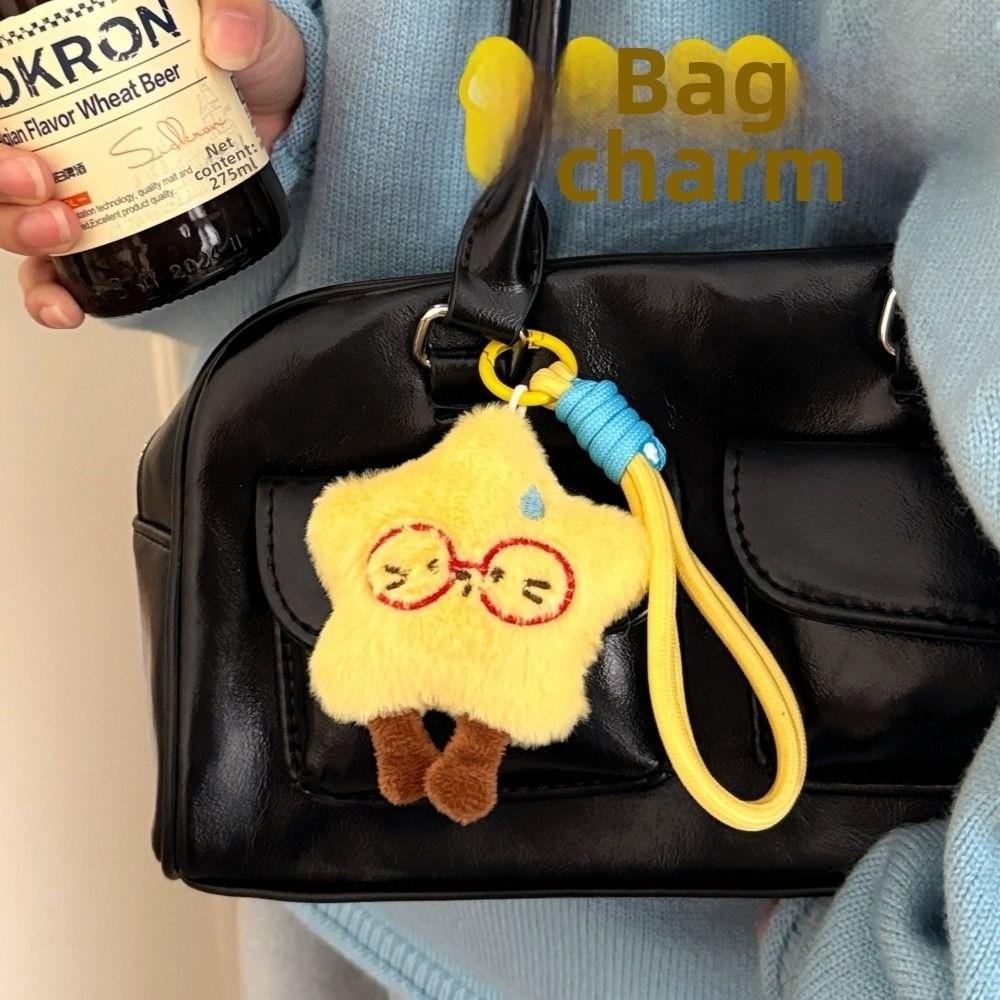 Soft Stars Keychains Cute Doll Couple Key Chain Kawaii Star Plush Key Chain  Bag Accessories