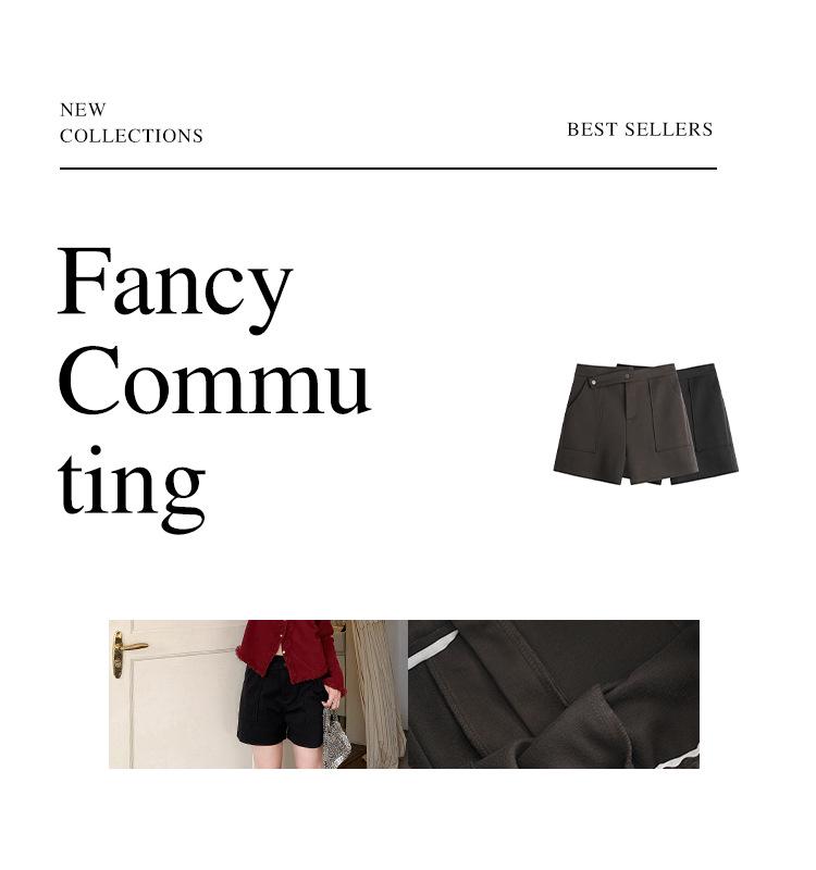 Women's Plus Size Korean Style Woolen High Waist Straight Leg Shorts