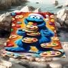 Sesame Street Cookie Monster Christmas Blanket - Festive Plush Throw Featuring Joyful Cookie Monster in Santa Hat Holding Colorf