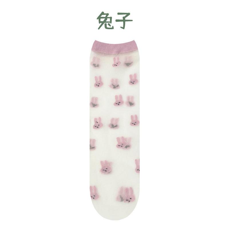 Children Summer Ultra-thin Transparent Love Crystal Socks Girls Baby Breathable Korean Cute Princess Ice Silk Socks Summer Style