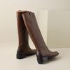 Women's Low Heel Boots Autumn and Winter New High Quality Thick Heel Cowhide Boots Comfortable Breathable Large Size Boots