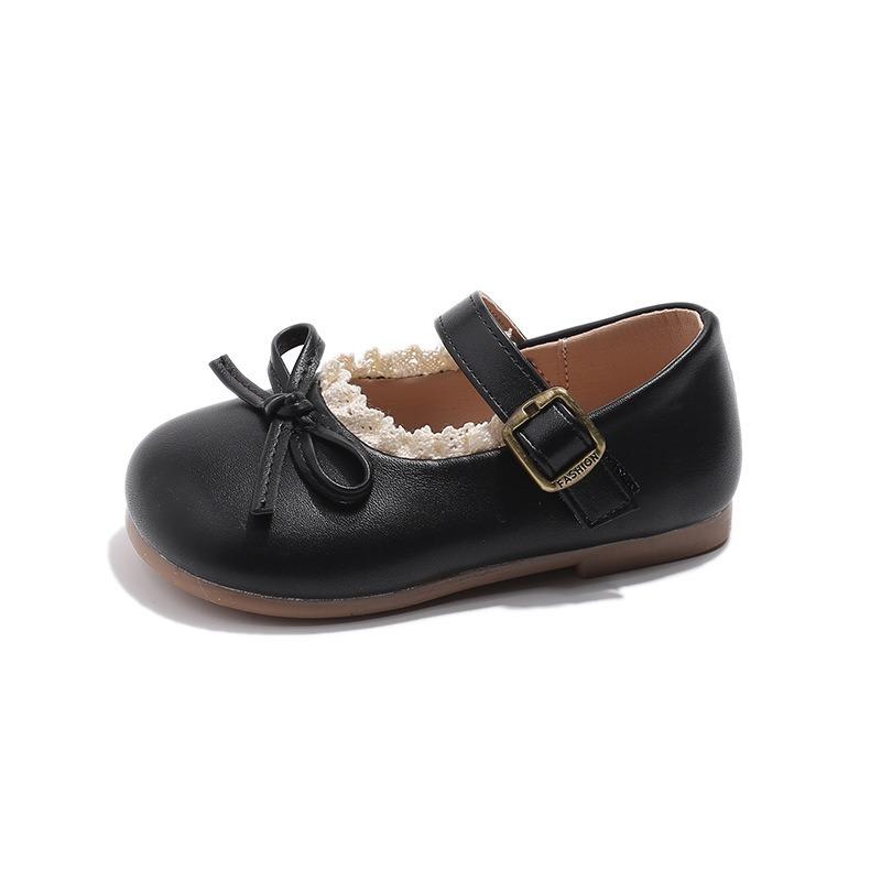 Girls Kids Korean Style Bowknot Princess Leather Shoes Soft Sole Casual Single Shoes