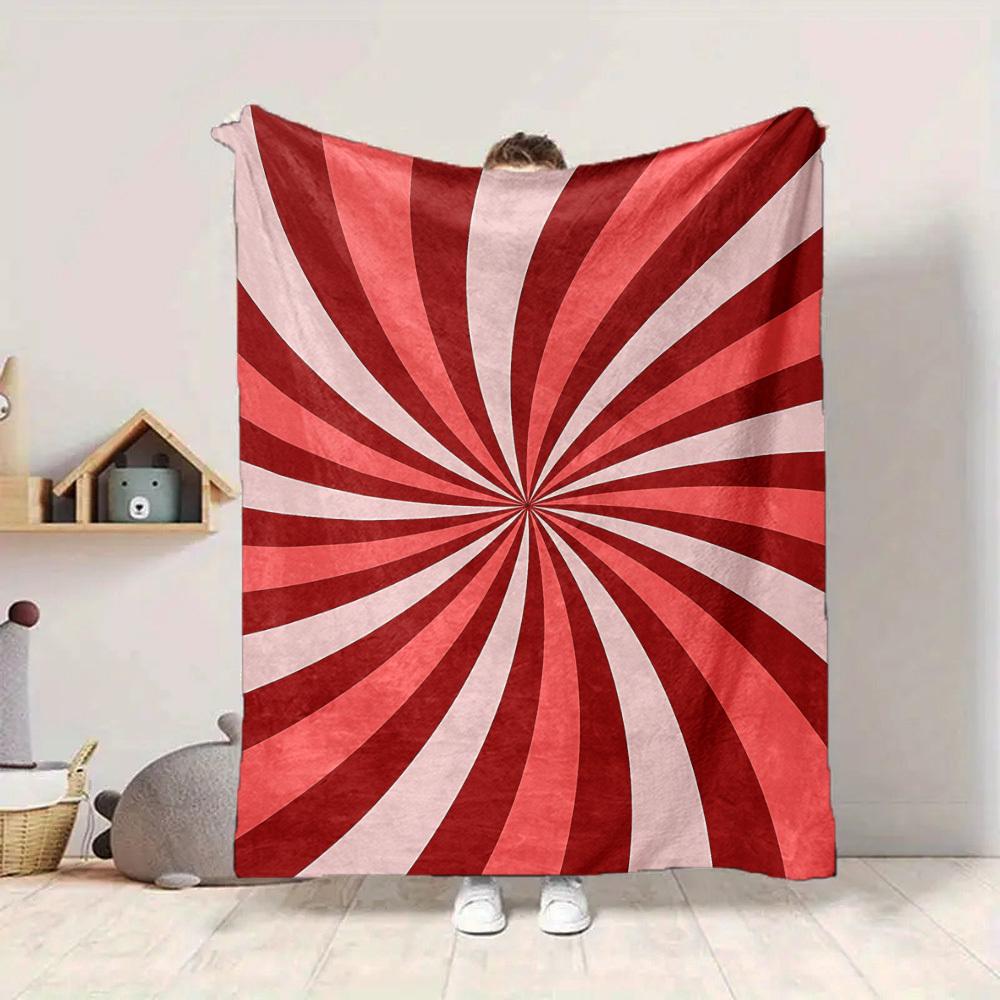 1pc Candy Swirl Lightweight Flannel Blanket, Comfortable and Warm Blanket, for Office and Camping Sofa Bed128