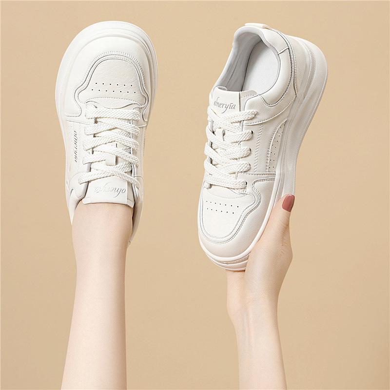 Fashion casual little white shoes spring new color matching thick sole heightening versatile board shoes simple daily comfortable women's shoes