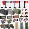 WW2 Military Soviet German Flag Building Blocks Soldier Figure Roadblock Container Cigarette Accessories Bricks Toys