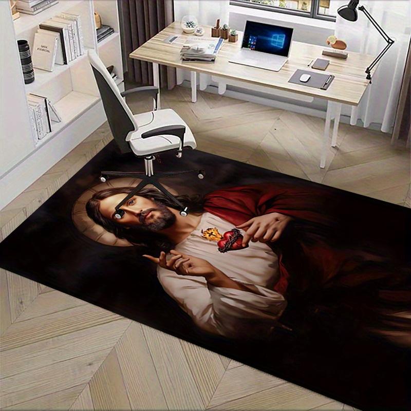 1pc Sacred Heart,Religious Iconography Office Carpet Soft Polyester Entrance Carpet Washable Non sli