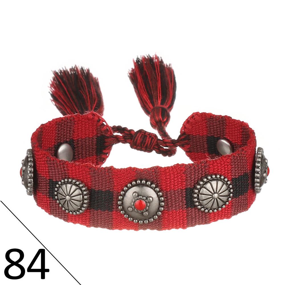 European Woven Bracelet with Metal Nail Buckle and Tassel for Women