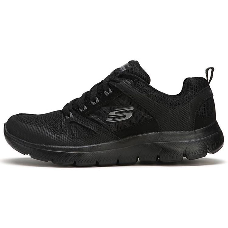 Skechers Summits Series Mesh Fabric Synthetic Leather Classic Versatile Low-Top Casual Shoes Women sneakers Black 12997-BBK 36