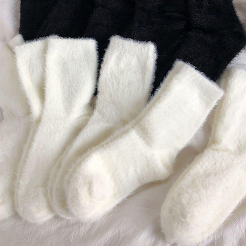 Mink Velvet Socks For Women And Men Autumn And Winter Thicken Thermal Coral