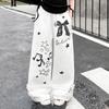 New Girls Fashion Pants Children Thin Loose Trousers Kids Casual Wide Leg Pants Teenager Letter Bow Printed Clothing