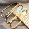 High Matching Retro High Quality Maillard Natural Tiger'S Eye Stone Citrine Collarbone Chain Necklace