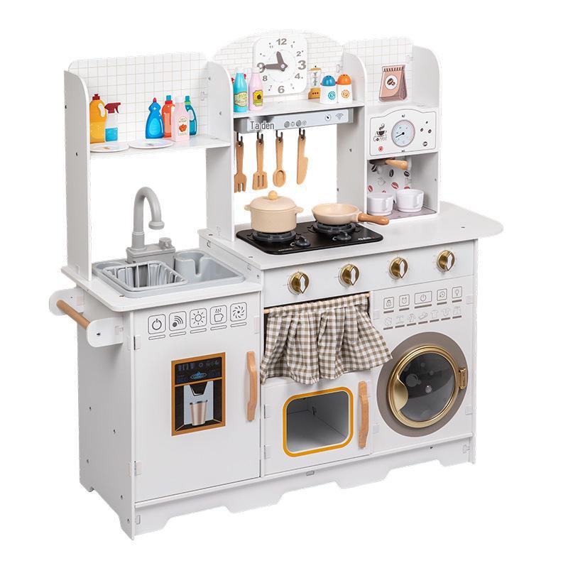 Interactive Wooden Play Kitchen with Sound & Light for Kids