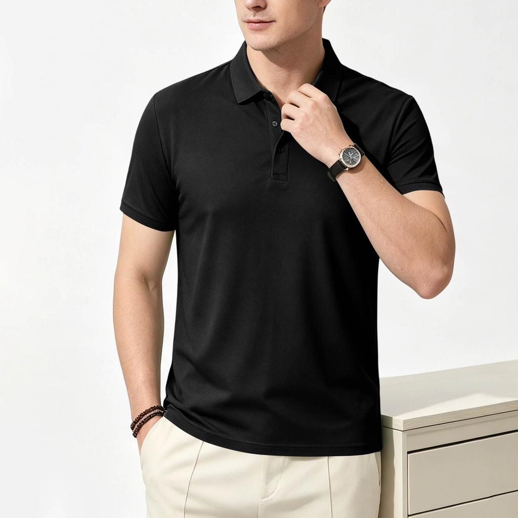 Men’s Summer Short Sleeve Polo Shirt Classic Lapel Design Quick Dry Breathable Lightweight Casual T Shirt for Daily Wear