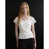 [Slack Soft Tencel Wool, Big U-neck Solid Color Commuting Base Short-sleeved T-shirt for Women