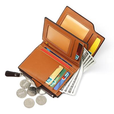 Portafoglio Corto da Uomo in Pelle Antifurto Rinfrescante Bifold RFID Multifunzione con Zip Porta Monete e Carte