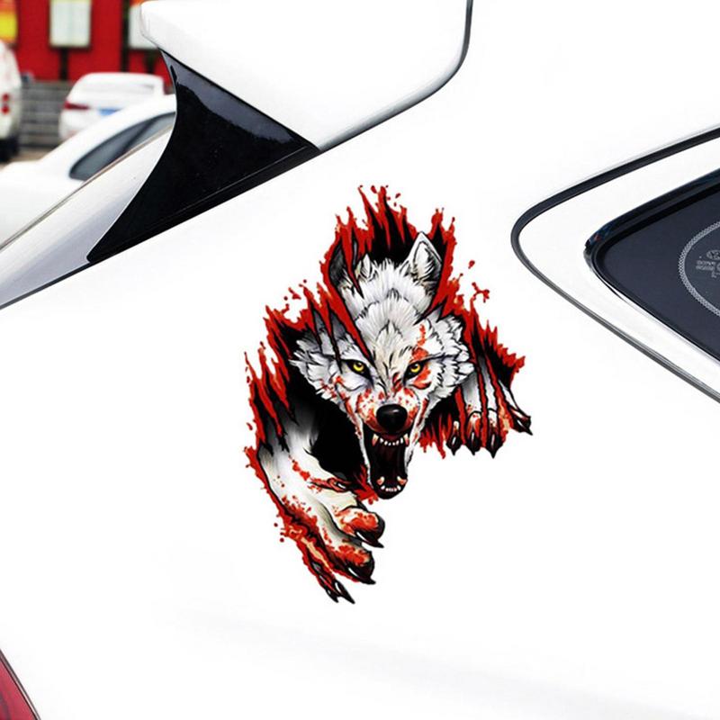 Wolf Head Sticker Fun Wolf Window Decals Waterproof Car Body PVC Labels Decor Car Accessories Exterior Decorations For Truck