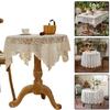 Retro Square Lace Tablecloth Rustic Openwork Home Dust-proof Cover Flower Embroidered Decorative Table Cloth Wedding Reception