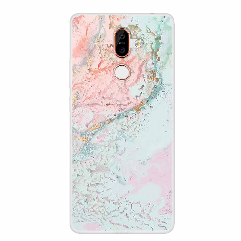 För Nokia 7 Plus Fodral Marmor Mjuk Silikon Baksida Telefonfodral Modefodral Coque Nokia7 Plus Stötsäkert Fundas