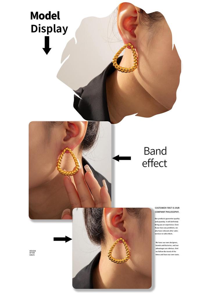 European & American Geometric Triangle Titanium Steel Earrings - Niche Design, Fashionable & Simple