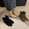 Retro Foreign Style Small Short Boots Women's 2025 Autumn and Winter Single Boots Thick Heel Thin Boots French Suede Small Ankle Boots