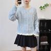 Autumn New Embroidered Loose Ruffle Edge Design Sense Knitted Cardigan Soft Waxy Sweet Sweater Jacket Women
