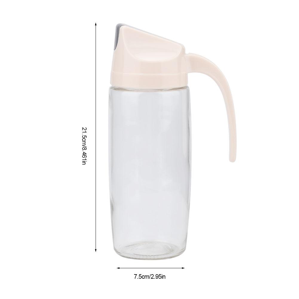 Glass Oil Dispenser Bottle  proof Dust Proof Automatic OpenCelsiusClose Oil Pot Apricot (300ml)