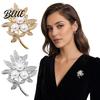 Secure Clasp Brooch Vintage Rhinestone Leaf Brooch Faux Pearl Leaves Lapel Pin Sweater Elegant Cardigan Coat Suit Scarf Decoration Women