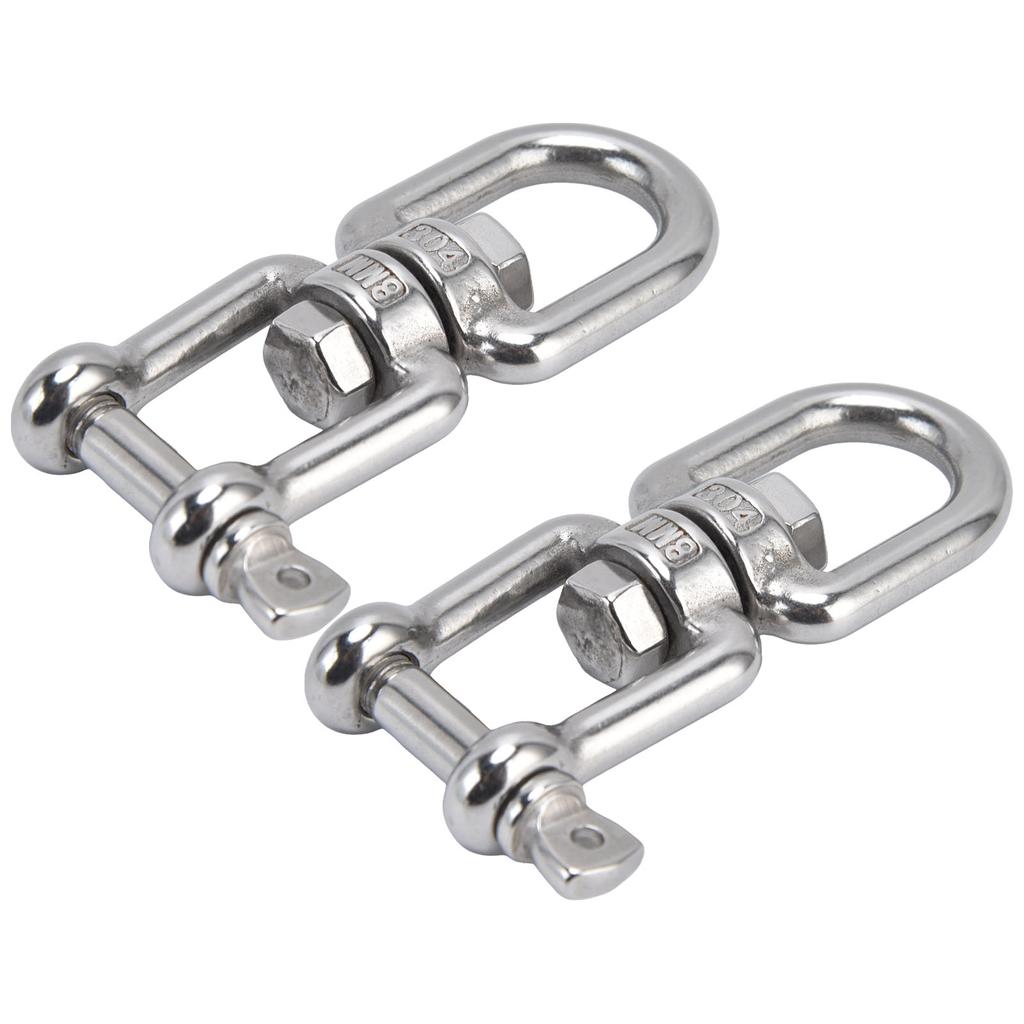 2Pcs 8mm 360 Degrees  Rotating Ring Snap 304 Stainless Steel OX Detachable Chain Shackle Hooks