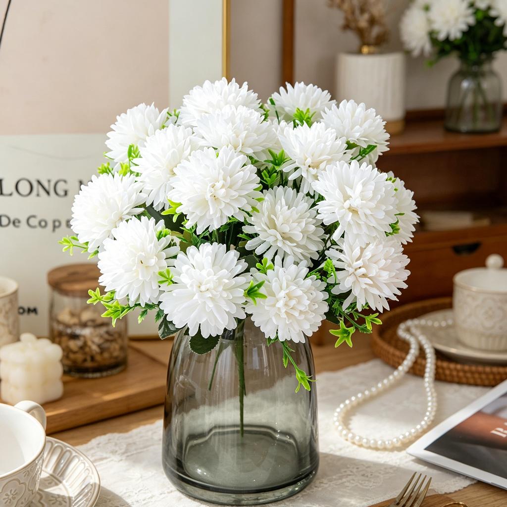 Artificial Flowers Silks Ball Chrysanthemum Home Room Table Wedding Bridal Bouquet Decora Festival Outdoor Garden Yard DIY Gifts