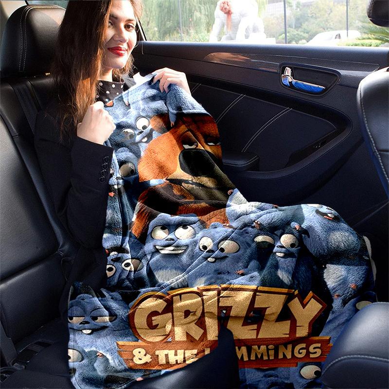 1pc Grizzy & The Lemmings Throw Blanket Soft & Cozy Blanket for Couch, Bed, Travel .B002