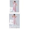 Classical Dance Women Split Hem Long Gauze Mesh Shirt Cheongsam Neck Hanfu Performance Sheer Flowy Blouse Training Dancewear