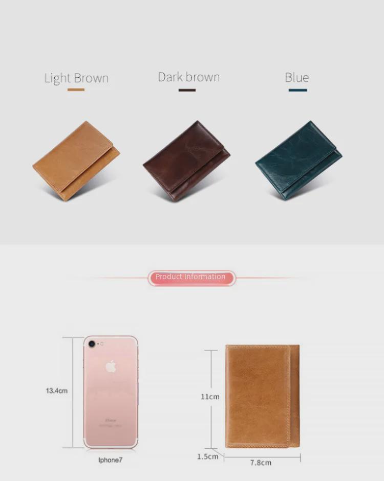 RFID-Diebstahlschutz-Kartenhalter aus gewachstem Rindsleder – Retro-Multifunktionsdesign