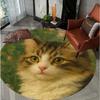 Artistic Cat Round Rug Oil Painting Style Home Decor Animal Pattern Carpet Soft Non-Slip Floor Mat for Living Room Bedroom