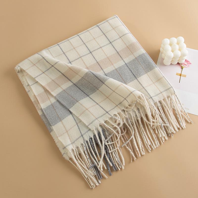 Winter Versatile Dual Purpose Plaid Thickened and Warm Korean Style Fashionable Windproof and Cold Proof Warm Shawl