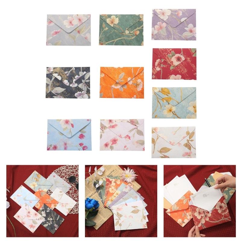 20Pcs Antique Floral Pattern Envelopes 6.46x4.4Inch Folding Envelopes For Wedding Invitation Valentines Card And Mailing