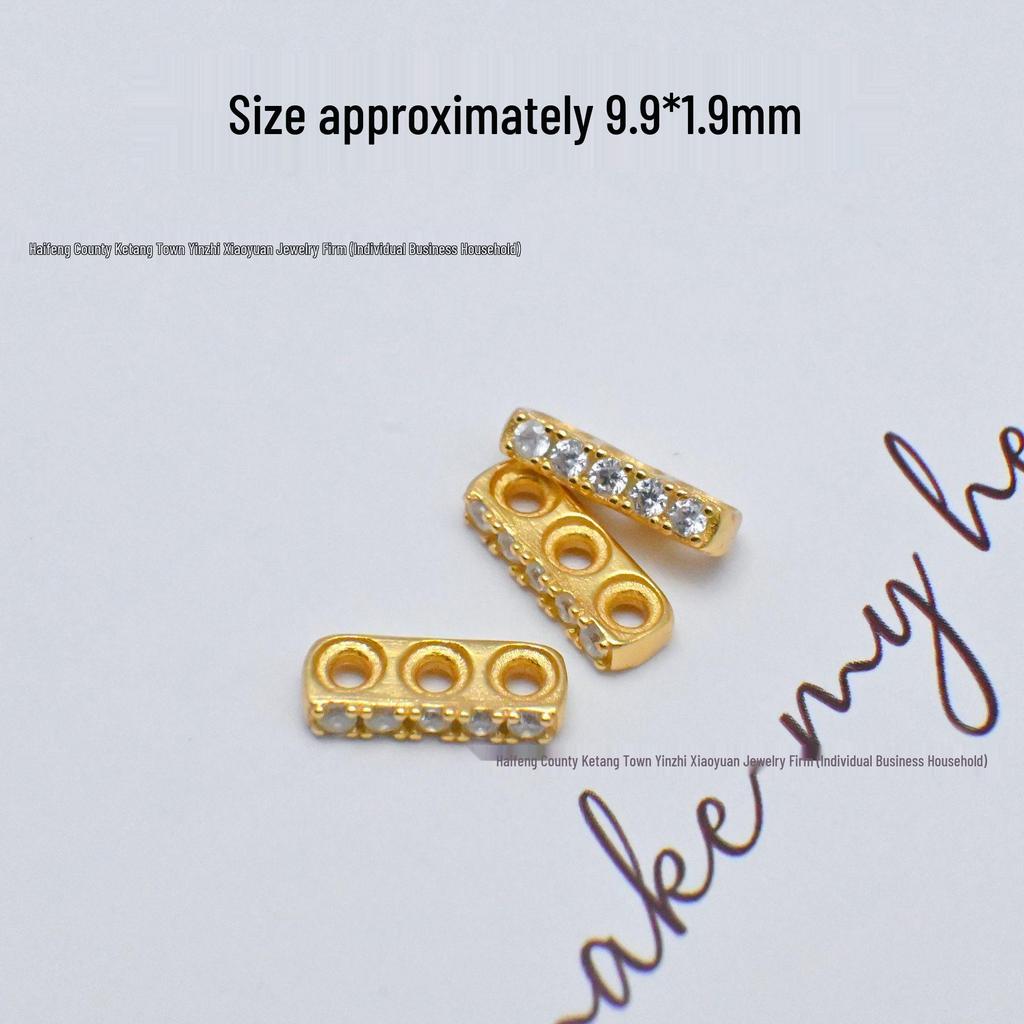 S925 Sterling Silver Ancient Gold Through Hole DIY Peace & Joy Double Ring Buckle Pendant Spacer Beads