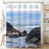 Blue Ocean Shower Curtain Beach Scene Print for Bathroom Decor Waterproof Fabric with Hooks Included